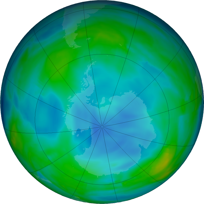 Antarctic ozone map for 11 June 2017